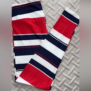 New OS LuLaRoe Red, White, and Blue Striped Leggings